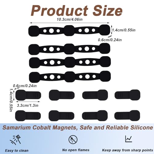 4 Sets Heißluftfritteuse Magnete für Pergamentpapier Einlagen, Silikon Schnallen Magnetische Halter Hitzebeständige Heißluftfritteuse Zubehör (Schwarz)