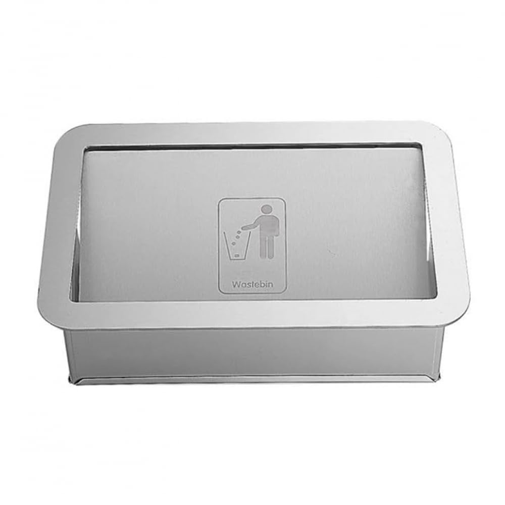 Pattumiera da banco con coperchio 15L Pattumiera da incasso Coperchio in acciaio inox Pattumiera da cucina Occhiello Pattumiera da incasso Coperchio Pattumiera con sportello di bilanciamento