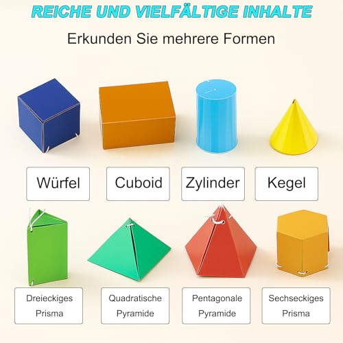 Pull String 3D Geometry Lernbuch - 3D Geometry Learning Book Kinder, Lehren Volumen & Oberfläche Formeln Spielzeug, Geometriebuch Schulmaterial Early Learning Resource für Kinder