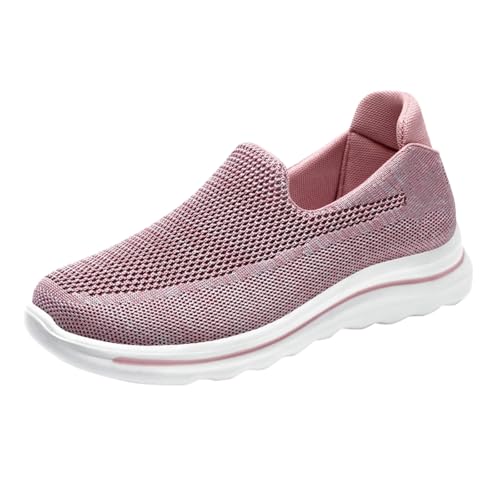 Stoff Sneaker Damen Slip-On-Sneaker Damen Leichte orthopädische Lauf- und Wanderschuhe mit Fußgewölbestütze in breiter Passform Bequeme Mesh-Sneaker für das Training im Fitnessstudio