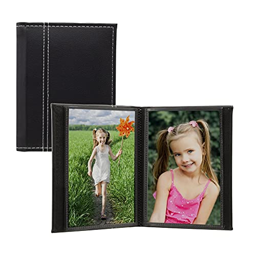 Neil Enterprises Inc. 4x6 Black Faux Leather Photo Album with White Stitching - Holds 24 Photos - Pack of 12
