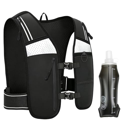 Gilet hydratation running mixte avec gourde pliable 500ml