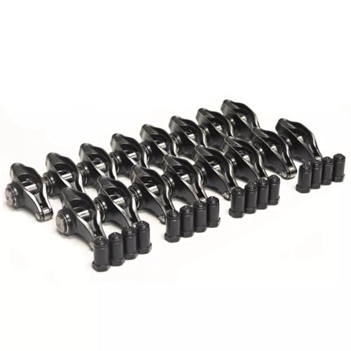 PRW Industries Rocker Arm, Elite Series, 3/8 in Stud Mount, 1.65 Ratio, Full Roller, Stainless, compatible with Small Block Chevy, Set of 16