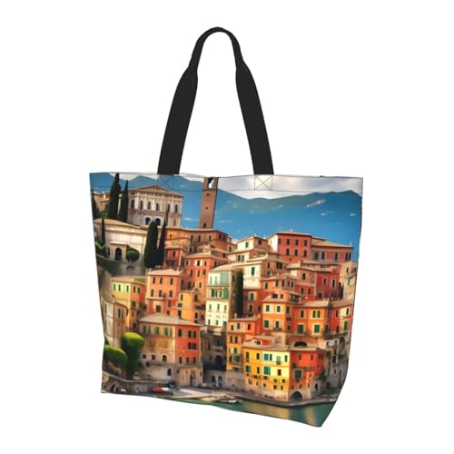 KLJnmbb Hermoso bolso bandolera de gran capacidad con estampado italiano, ligero, resistente al agua
