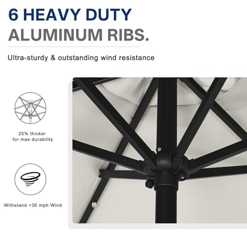 Image of ABCCANOPY Durable Solar Led Patio Umbrellas with 32LED Lights 7.5FT (Light Beige)