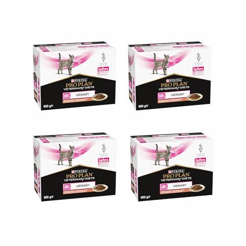Pro Plan Dietas Veterinarias UR Urinary Salmón | Paquete de 4 | 4 x 10 x 85 g | Alimento dietético Completo para Gatos Adultos | Puede contribuir a la disolución de cálculos de estruvita