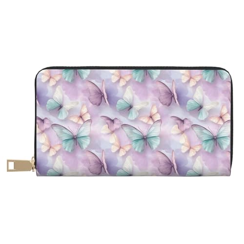 Elegant Butterfly 1 Print Wallet Women Men, Long PU Leather Wallets for Women, Cute Womens Travel Wallet Purse Pouch with Zipper Pocket