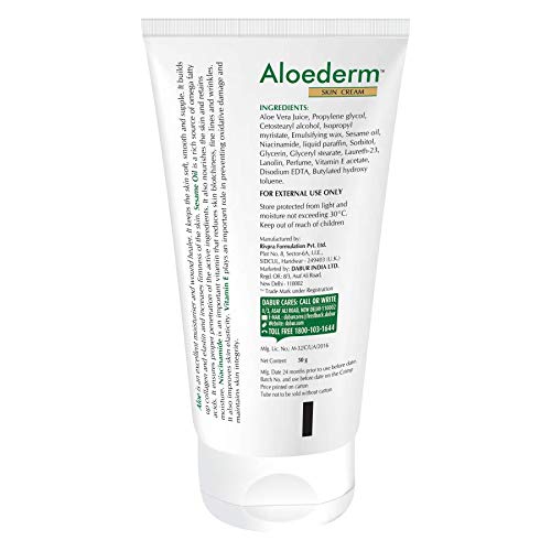 Aloederm-Skin-Cream-for-treating-Dry-Skin-Cold-Processed-Aloevera-Delays-Ageing-As-Shown-in-Image-50-gram Aloederm Skin Cream for treating Dry Skin, Cold Processed Aloevera, Delays Ageing, As Shown in Image, 50 gram
