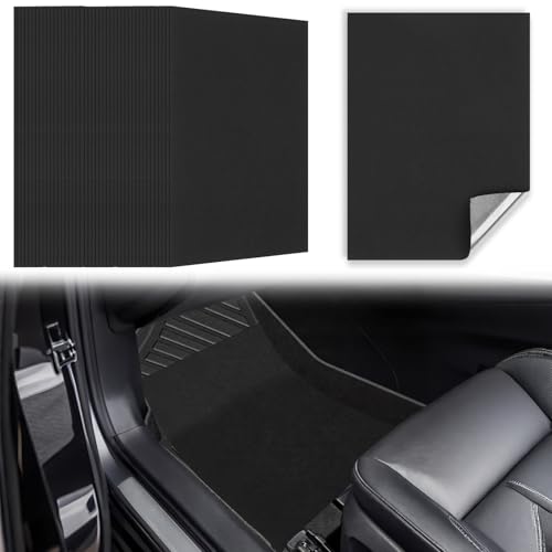 WILLBOND 10 Pcs Self-Adhesive Disposable Car Floor Mats, 17"x22" Black