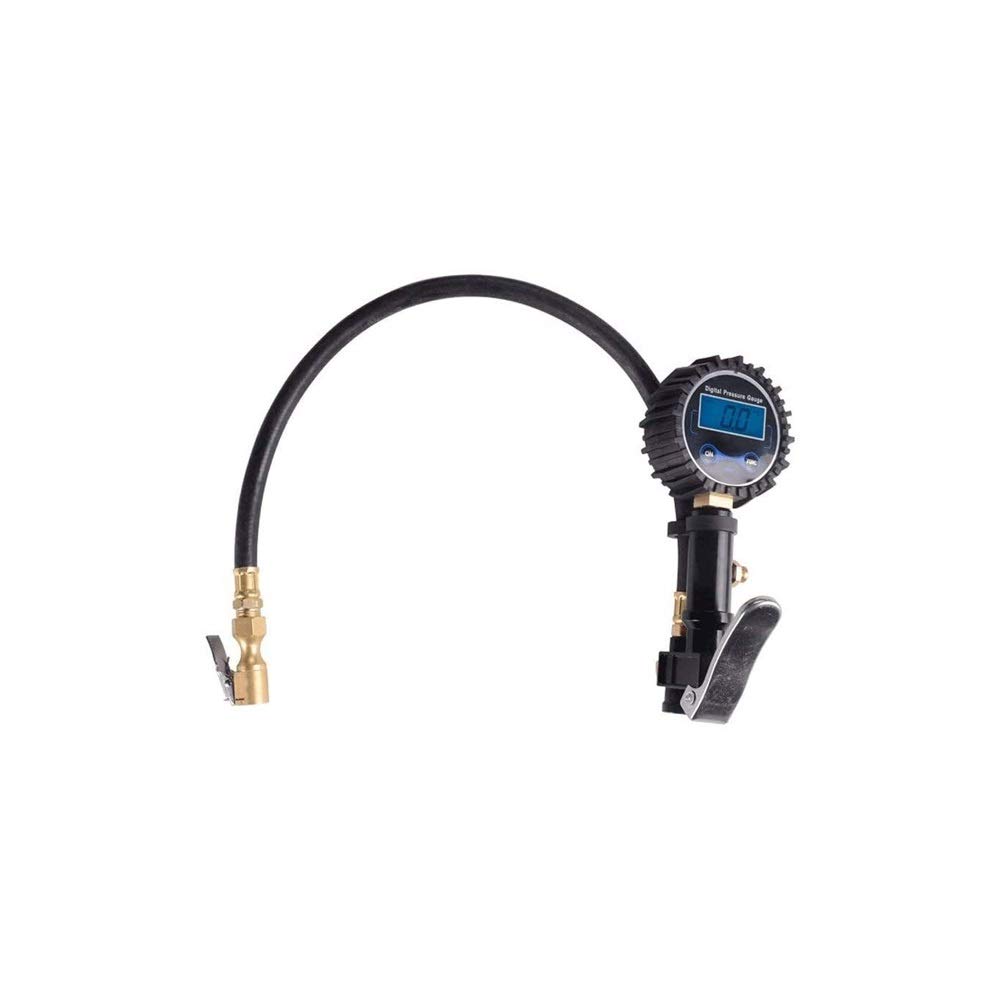 HMTE Manometro per Pneumatici per impieghi gravosi (0-200 PSI) - Tubo Flessibile Intrecciato di Alta qualità, Hardware in Ottone Massiccio, Ideale per Qualsiasi Auto, Camion, Moto