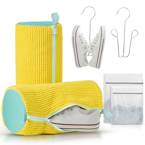 6PCS Shoe Washing Machine Bag Set - Sneaker Protector Bag for Washing Machine with Secure Zipper, 360° Non-Scratch Cleaning & Tumble Dryer Safe, Shoe Cleaning Bag for All Shoes