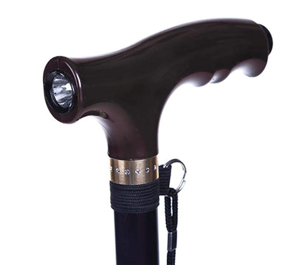 Affidati a Camminare Camminatore per Anziani Rollator Stampelle in Alluminio Torcia a LED per stampelle Pieghevole in Alluminio Multifunzionale Anziani con Illuminazione Sicuro Comodo Anniversario
