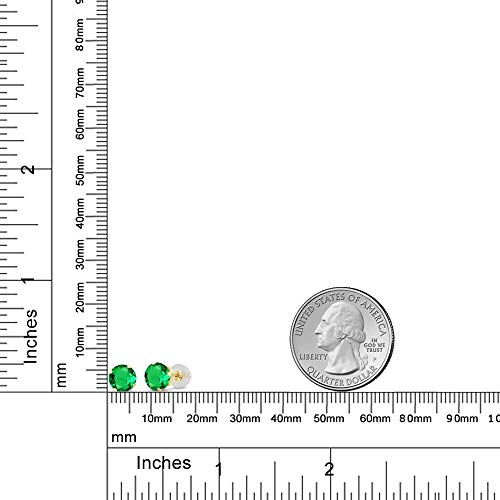 Gem Stone King 14K Yellow Gold Green Nano Emerald Stud Earrings For Women (1.54 Cttw Round Cut 6Mm) #TOP3