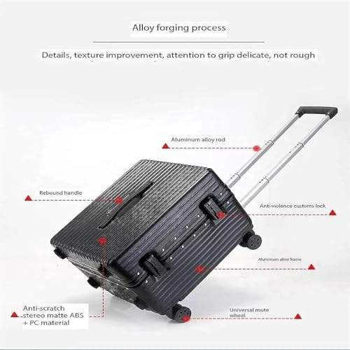 Durable Hard Shell Travel Suitcase with Aluminum Frame and Spinner Wheels - Lightweight Carry-On Luggage with Wide Handle(16inch)4