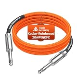 Cavo per chitarra da 6,6 ft, in nylon intrecciato anti-attorcigliamento rinforzato in Kevlar, connettore Neutrik REAN, 20AWG 99,99% OFC 1/4 cavo per strumento, cavo amplificatore a doppia schermatura