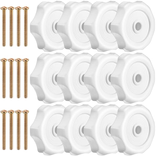 Zonon 12 Pack Shaft Rv Window and Vent Knobs 1 Shaft 2-1/4 Diameter Camper Window Latch Knob with Screws Interior Hardware Accessories Plastic Knob for Rv, Boat, Toolbox Vent Mechanism(White)
