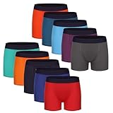 Boys Boxer Shorts 10 Pack Cotton Blend Boy's Boxers Underwear with 4-Way Stretch, Breathable Soft Fabric, Double Front Panel & Elastic Waistband (UK, Age, 12 Years, 13 Years, Regular, Bright)