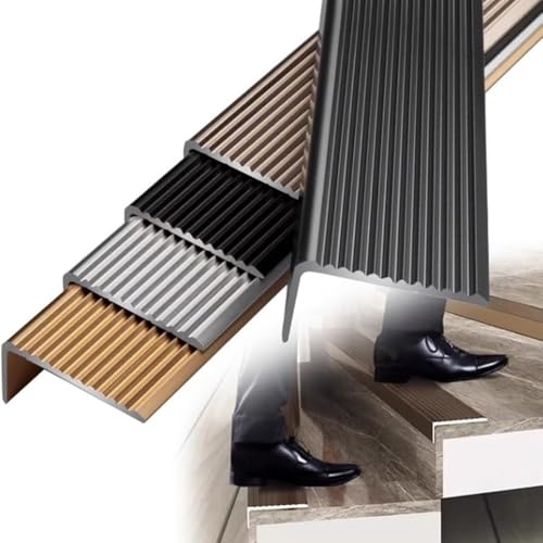 GMCPM 36" 40" 48" 60" Metal Stair Nosing Anti-Slip Stair Edging Trim Strip Stair Nose Molding Stair Edge Protector for Indoor Outdoor(Purple-Gold,59"/W3cm)