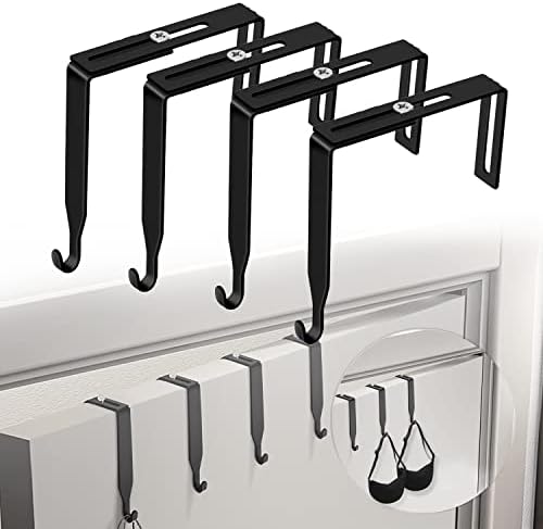 Jctinutl 4 Pack Adjustable Cubicle Universal Partition Hanger Set Metal Black Cubicle Hooks Door Mirror Hangers, Adjusted to Fit 1 3/8 Inch to 3 1/2 Inch Thickness for Office Whiteboard Wall Panels
