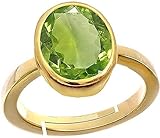 DENMOUS Gems 11.55 quilates Aa++ piedra preciosa peridoto verde natural de calidad certificada oro con anillo ajustable de metal blanco Panchdhatu Anguthi para hombres y mujer-B08WPD97R1