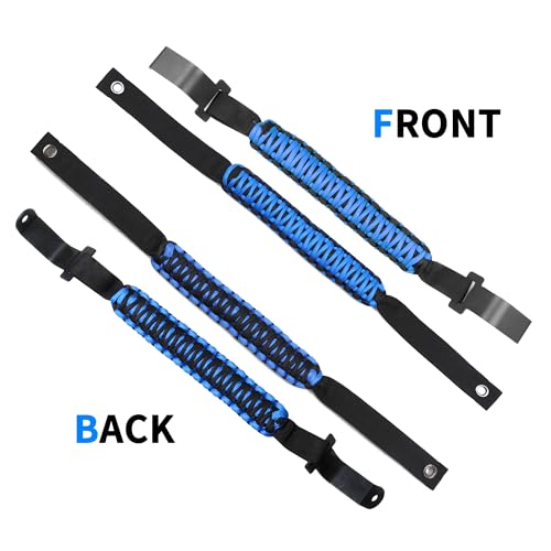 RERPRO Front Rear Door Roll Bar Grab Handles Compatible with 2024 2025 Jeep Wrangler JL 4 Door 4XE Gladiator JT Interior Accessories Paracord Grip Handle, Keep Airbag Function, 4 Pack Blue Classic by RERPRO - Used condition - Image 6