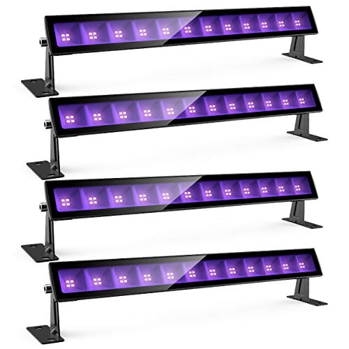 Onforu 4 Pack 24W LED UV Black Light Bar with Plug and Switch