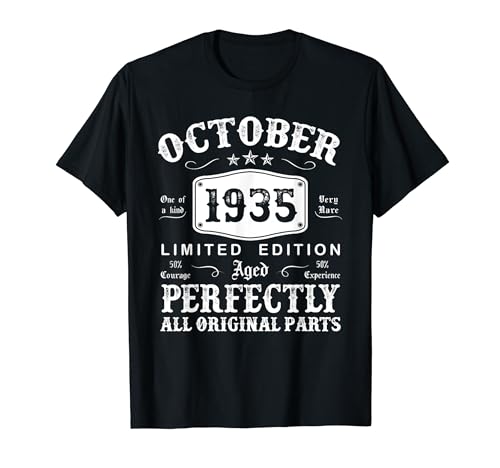 Octubre 1935 89 Años Cumpleaños Hombre Fabricado En 1935 Camiseta