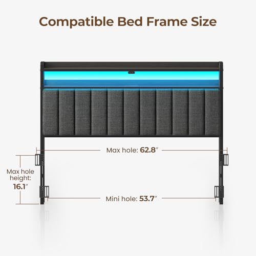 image for Rolanstar Headboard for Queen Size Bed with Storage, 60,000 DIY Color 