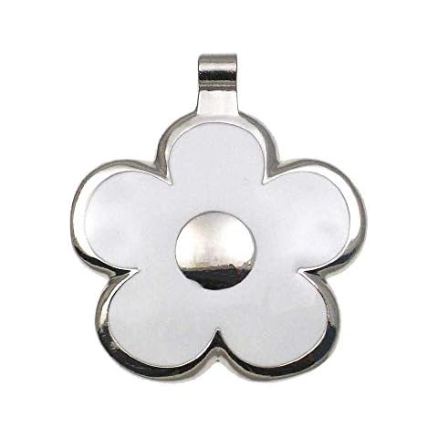 LuckyPet Flower Jewelry Pet ID Tag for Dogs and Cats, Easy to Read Personalized Engraving on Back Side, Large, White Cover