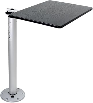 Manufacturers Select ITC RV Side Table with MOD with Cypress Floor Mount Table Leg System Black Shiplap Table Top w/Silver MOD with Cypress Table Leg