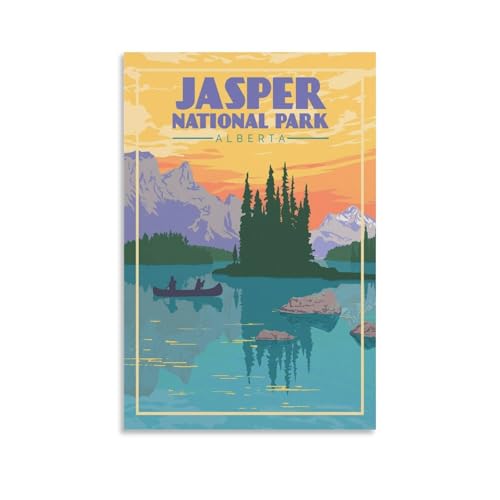 Jasper National Park Vintage Travel Poster Alberta Maligne