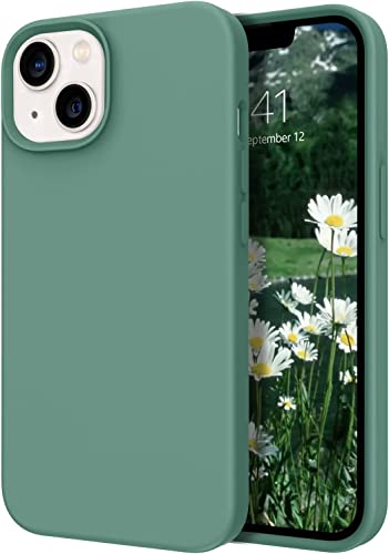 Image of MIDOS Back Cover Compatable with iPhone 13 Liquid Silicone Case Full Protection Shock Proof Back Cover for iPhone 13 (Pine Green)
