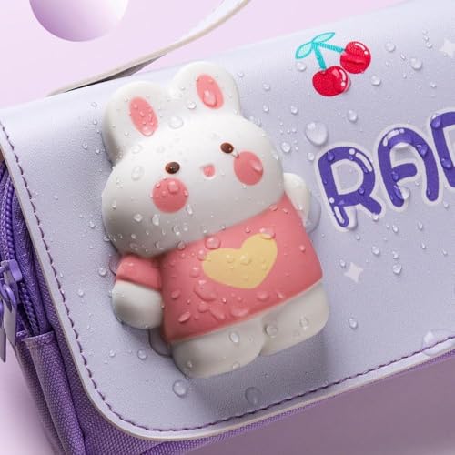 Image of SAJANI 3D Decompression Large Capacity Pencil Case, Multipurpose Stationary Organizer with Handle, Cartoon Printed Pencil Pouch for Boys & Girls (Pack of 1) (Rabbit)