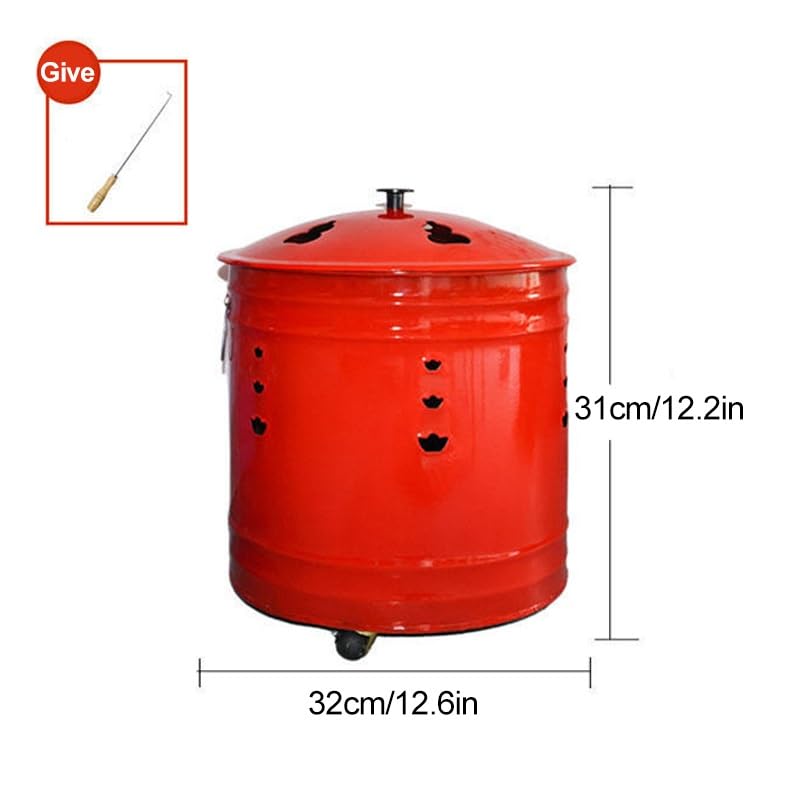 Contenedores para Quemar Basura, barriles para Quemar para Exteriores, incinerador de Metal de Acero Inoxidable, contenedor para Quemar en Horno de jardín, Viene con Tapa y Gancho para Fuego