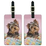 Yorkie Yorkshire Terrier Dog Candy Eggs Luggage ID Tags Cards Set of 2