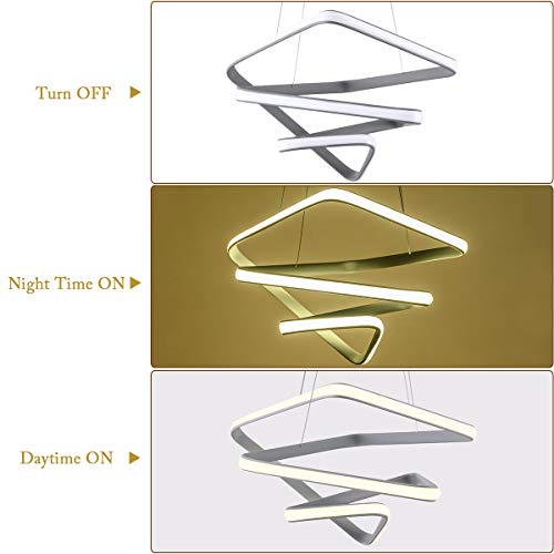 Gmenlight Modern Led Chandelier, Pendant Light Fixtures, Led Hanging Light Fixture, For Dining Rooms Kitchen Island And High Ceilings, Acrylic Shape Pendant Light, Square Whirlpool 36W #TOP4