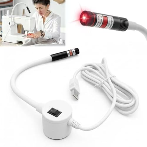 Magnetic Positioning Quilting Light for Sewing Machine, Sewing Red Guide for Straight Stitching Hands-Free Precision Sewing Quilting Aid Tool (White-USB) by HEIDIPAD - Used condition - US$13.87