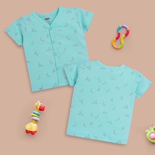 Image of LuvLap Baby Girls Regular Fit 100% Cotton Half Sleeves Girls Jhabla Shirt Pack of 4