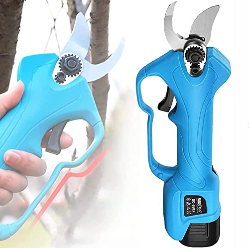 JIADUOFU Tijera de Podar Electrica Bateria Profesional 28mm, Progresivo Tijeras Podar Electricas con 2 Batería para Jardinería Olivos Árboles Frutales Viñedo,Threeelectricityandonecharge