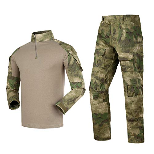 Minghe Airsoft Shirts Multicam Pants Survival Tactical Gear for Men Suitable for Airsoft Guns bb Gun Tactical Pen Belt Army Backpack Vest Flashlight Air Rifle, Fg, Small