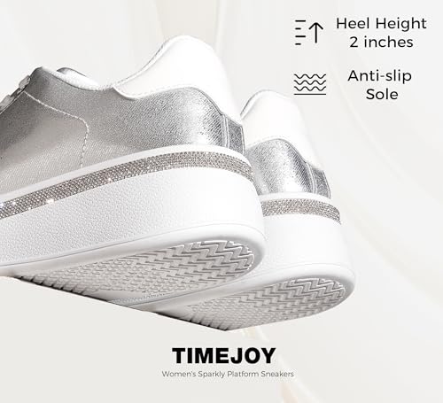 Women's Sparkly Platform Sneakers Casual Shoes with Glitter Accents & 2-Inch Thick Non-Slip Sole for Streetwear, Everyday Shine2