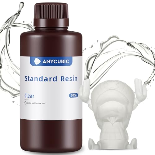 Image of ANYCUBIC 3D Printer Resin, 405nm SLA UV-Curing Resin with High Precision and Quick Curing & Excellent Fluidity for LCD 3D Printing (Clear, 500g)