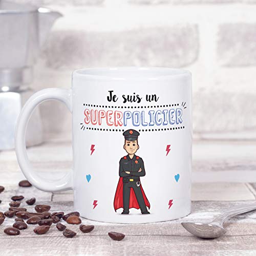 MUGFFINS (Taza en francés) Policeman Tazas originales de café y desayuno para obreros profesionales. Soy un Super… - Imagen 3