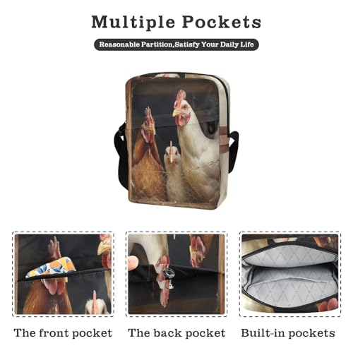 messenger bag cute mens shoulder bags crossbody Shoulder Handbags Adjustable Strap for Outdoor Daily Outdoor Daily- A Chicken Coop with Hens and Roosters2