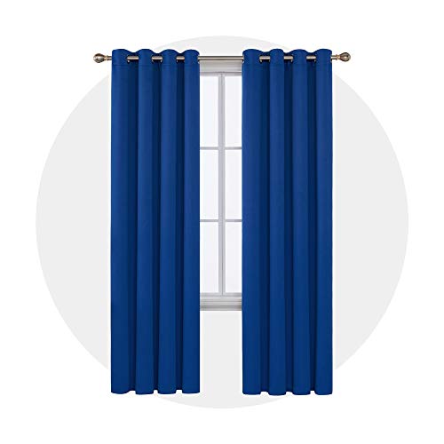Image of Deconovo Blackout Curtain Room Darkening Panel for Bedroom or Living Room Grommet Thermal Insulated Lighting Reduce Drape 52 x 84 Inch Royal Blue 1 Panel