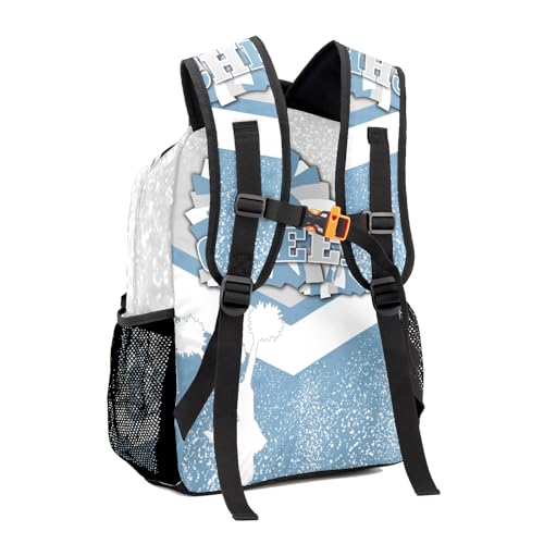 Personalized Light Gray Blue Cheer Cheerleader School Backpack for Kid-Boy/Girl Primary Daypack Travel Bookbag3