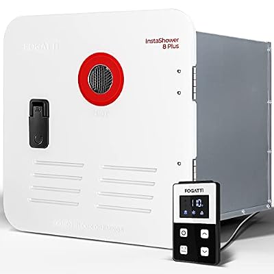 FOGATTI RV Tankless Water Heater, 2.9 GPM, Gen 2, 12V with White Door and Remote Controller, 55,000 BTU, InstaShower 8 Plus, Best High Altitude Performance, Ideal for RVers' Everyday Use
