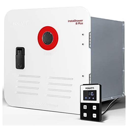 FOGATTI RV Tankless Water Heater, InstaShower 8 Plus, Gen 2, with 15 x 15 inches White Door and Remote Controller, DC 12V, Best High Altitude Performance, Ideal for RVers' Everyday Use