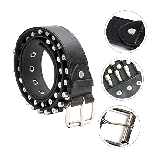 BESPORTBLE Studded Bullet Belt Men's Punk Style Waist Belt Black Stretchable for Comfort3