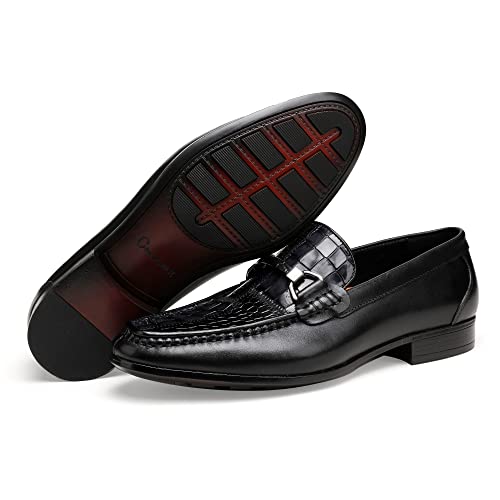 Men's Loafers, Slip-On Leather Penny Loafer Crocodile Printed Dress Shoes for Men2